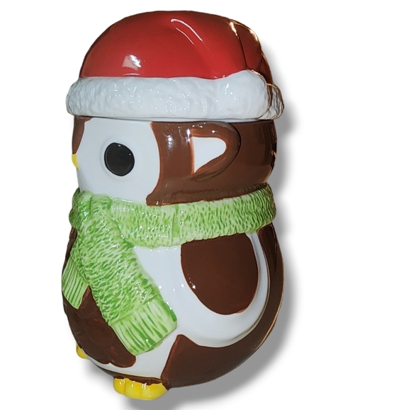 Christmas Owl Ceramic Cookie Jar By Yankee Candle Company - Picture 3 of 10